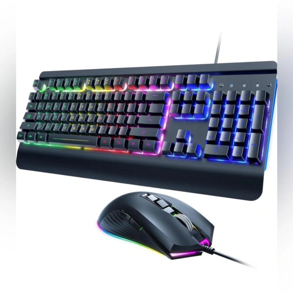 All-Metal WIRED Panel Rainbow Computer Keyboard with mouse